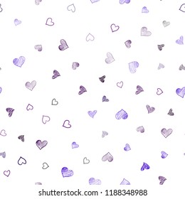 Dark Pink, Blue vector seamless pattern with colorful hearts. Blurred decorative design in doodle style with hearts. Pattern can be used for valentine's ad, booklets.