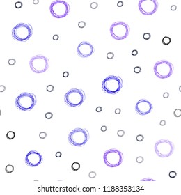 Dark Pink, Blue vector seamless texture with disks. Modern abstract illustration with colorful water drops. Pattern can be used for futuristic ad, booklets.