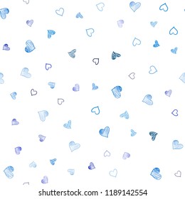 Dark Pink, Blue vector seamless background with hearts. Glitter abstract illustration with colorful hearts in romantic style. Pattern can be used for valentine's ad, booklets.