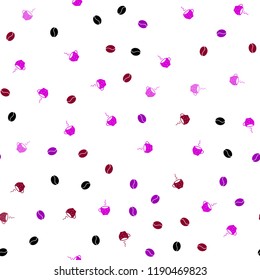 Dark Pink, Blue vector seamless template with cups of coffee, beans. Decorative gradient design of coffee cups and beans. Pattern for ad, booklets, leaflets of restaurants.