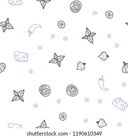 Dark Pink, Blue vector seamless cover with cuisine gourmet. Glitter abstract sketch with gourmet food. Pattern for ads of breakfast, lunch, dinner.