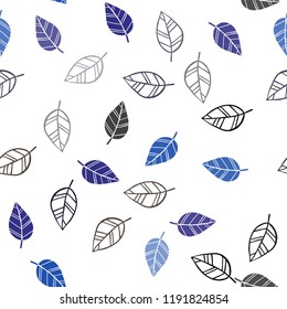 Dark Pink, Blue vector seamless abstract backdrop with leaves. Blurred decorative design in Indian style with leaves. Pattern for design of window blinds, curtains.