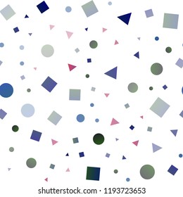 Dark Pink, Blue vector seamless layout with circles, lines, rectangles. Glitter abstract illustration with spheres, squares, lines. Template for business cards, websites.