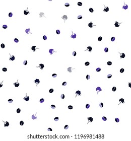 Dark Pink, Blue vector seamless background with coffee, beans. Colorful illustration with gradient coffee beans, mugs. Pattern for menu of cafes and restaurants.