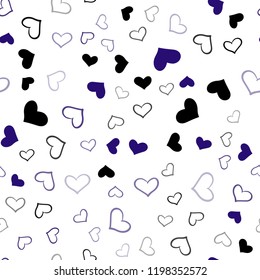 Dark Pink, Blue vector seamless cover with Shining hearts. Blurred decorative design in doodle style with hearts. Template for Valentine's greeting postcards.