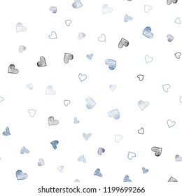Dark Pink, Blue vector seamless texture with lovely hearts. Hearts on blurred abstract background with colorful gradient. Pattern for carnival, festival romantic leaflets.