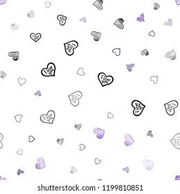 Dark Pink, Blue vector seamless template with doodle hearts. Beautiful colored illustration with hearts in celebration style. Template for Valentine's greeting postcards.