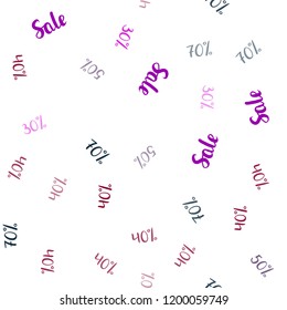 Dark Pink, Blue vector seamless layout with discount of 30%, 40%, 50%. Abstract illustration with colorful gradient symbols of sales. Design for business ads, commercials.