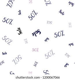Dark Pink, Blue vector seamless cover with symbols of 50 % sales. Colorful set of  percentage signs in simple style. Pattern for ads, posters, banners of sales.