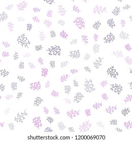 Dark Pink, Blue vector seamless elegant background with leaves, branches. Colorful abstract illustration with leaves in doodle style. Pattern for design of fabric, wallpapers.