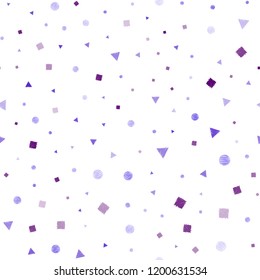 Dark Pink, Blue vector seamless texture with poly style with circles, cubes. Glitter abstract illustration with spheres, squares, lines. Pattern for design of window blinds, curtains.