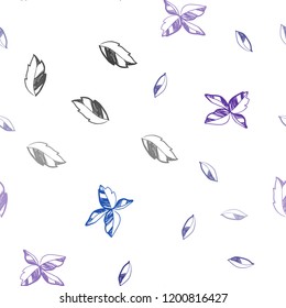 Dark Pink, Blue vector seamless doodle background with leaves. Modern geometrical abstract illustration with leaves. Pattern for design of fabric, wallpapers.