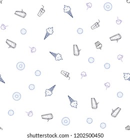 Dark Pink, Blue vector seamless cover with cuisine gourmet. Fast Food on blurred abstract background with colorful gradient. Pattern for ads of breakfast, lunch, dinner.
