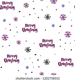 Dark Pink, Blue vector seamless texture with colored snowflakes. Modern geometrical abstract illustration with snowflakes. Pattern for design of window blinds, curtains.