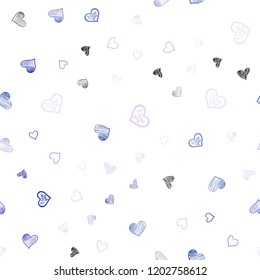 Dark Pink, Blue vector seamless texture with lovely hearts. Blurred decorative design in doodle style with hearts. Pattern for marriage gifts, congratulations.