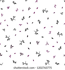 Dark Pink, Blue vector seamless elegant wallpaper with leaves. Glitter abstract illustration with doodles and leaves. Pattern for trendy fabric, wallpapers.