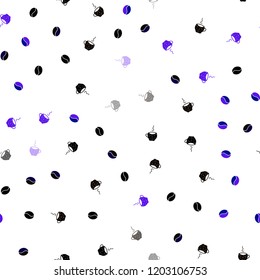 Dark Pink, Blue vector seamless texture with coffee beans, mugs. Gradient abstract collection of coffee cups and beans. Pattern for ad, booklets, leaflets of restaurants.
