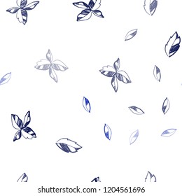 Dark Pink, Blue vector seamless doodle pattern with leaves. Colorful abstract illustration with leaves in doodle style. Trendy design for wallpaper, fabric makers.