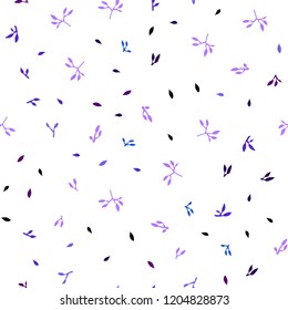 Dark Pink, Blue vector seamless doodle pattern with leaves. leaves on elegant natural pattern with gradient. Pattern for trendy fabric, wallpapers.