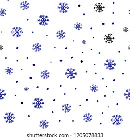 Dark Pink, Blue vector seamless background with xmas snowflakes. Shining colorful illustration with snow in christmas style. Template for business cards, websites.