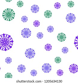 Dark Pink, Blue vector seamless template with ice snowflakes. Shining colored illustration with snow in christmas style. Pattern for design of window blinds, curtains.