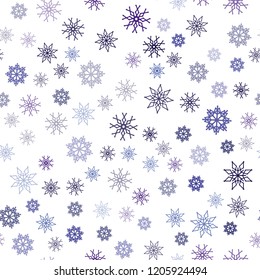 Dark Pink, Blue vector seamless background with xmas snowflakes. Shining colored illustration with snow in christmas style. Trendy design for wallpaper, fabric makers.