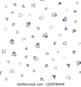 Dark Pink, Blue vector seamless cover with Shining hearts. Blurred decorative design in doodle style with hearts. Design for ad, poster, banner of Valentine Day.