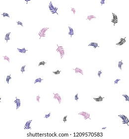 Dark Pink, Blue vector seamless elegant background with leaves. Doodle illustration of leaves in Origami style with gradient. Pattern for design of window blinds, curtains.