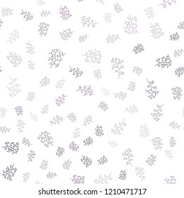 Dark Pink, Blue vector seamless doodle pattern with leaves, branches. Abstract illustration with leaves, branches in doodles style. Pattern for design of window blinds, curtains.