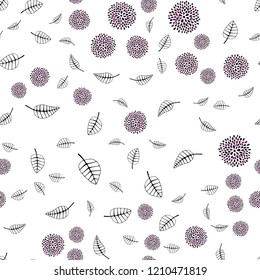 Dark Pink, Blue vector seamless doodle background with leaves, flowers. Shining colorful illustration with leaves, flowers. Template for business cards, websites.