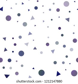Dark Pink, Blue vector seamless cover in polygonal style with circles. Glitter abstract illustration with spheres, triangular lines. Pattern for design of fabric, wallpapers.