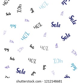 Dark Pink, Blue vector seamless texture with selling prices 40 %. Abstract illustration with colorful gradient symbols of sales. Pattern for ads, posters, banners of sales.
