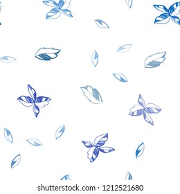 Dark Pink, Blue vector seamless doodle layout with leaves. New colorful illustration in doodle style with leaves. Pattern for trendy fabric, wallpapers.