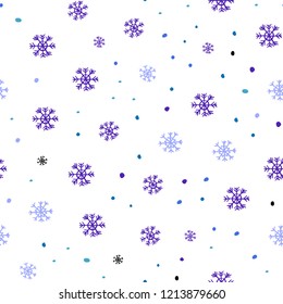 Dark Pink, Blue vector seamless pattern with christmas snowflakes. Shining colorful illustration with snow on abstract template. Pattern for design of window blinds, curtains.