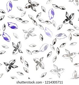 Dark Pink, Blue vector seamless abstract background with leaves. Sketchy doodles with leaves on blurred background. Pattern for trendy fabric, wallpapers.