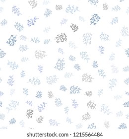 Dark Pink, Blue vector seamless doodle pattern with leaves, branches. Sketchy doodles on white background. Pattern for design of fabric, wallpapers.