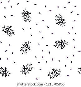 Dark Pink, Blue vector seamless doodle backdrop with leaves, branches. Glitter abstract illustration with leaves and branches. Design for wallpaper, fabric makers.