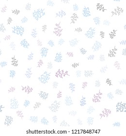 Dark Pink, Blue vector seamless natural backdrop with leaves, branches. Glitter abstract illustration with leaves and branches. Pattern for design of fabric, wallpapers.