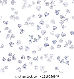 Dark Pink, Blue vector seamless natural artwork with leaves. Doodle illustration of leaves in Origami style with gradient. Pattern for design of fabric, wallpapers.