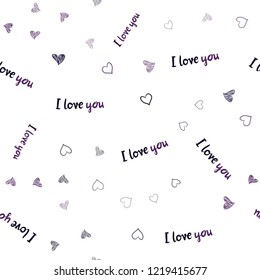 Dark Pink, Blue vector seamless cover with Shining hearts. Hearts on blurred abstract background with colorful gradient. Pattern for carnival, festival romantic leaflets.