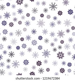 Dark Pink, Blue vector seamless layout with bright snowflakes. Snow on blurred abstract background with gradient. Pattern for trendy fabric, wallpapers.