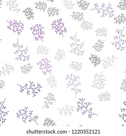 Dark Pink, Blue vector seamless natural backdrop with branches. Abstract illustration with leaves, branches in doodles style. Design for textile, fabric, wallpapers.