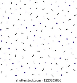 Dark Pink, Blue vector seamless backdrop with dots and lines. Abstract illustration with colorful discs and triangles. Pattern for design of fabric, wallpapers.