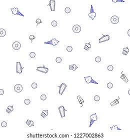 Dark Pink, Blue vector seamless background with tasty food. Fast Food on blurred abstract background with colorful gradient. Pattern for ads of breakfast, lunch, dinner.