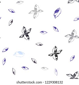 Dark Pink, Blue vector seamless doodle template with leaves. Colorful abstract illustration with leaves in doodle style. Pattern for trendy fabric, wallpapers.