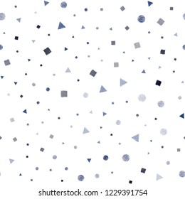 Dark Pink, Blue vector seamless template with crystals, circles, squares. Circles, lines, rhombus with colorful gradient. Design for textile, fabric, wallpapers.