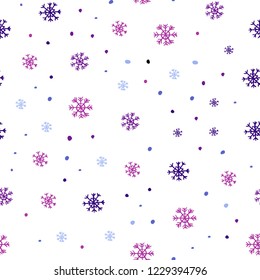 Dark Pink, Blue vector seamless background with xmas snowflakes. Colorful snowflakes with gradient on abstract background. Pattern for trendy fabric, wallpapers.