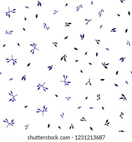 Dark Pink, Blue vector seamless abstract background with leaves. Decorative illustration with doodles on abstract template. Pattern for design of window blinds, curtains.