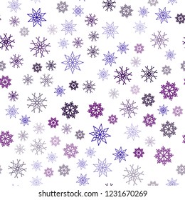 Dark Pink, Blue vector seamless background with xmas snowflakes. Glitter abstract illustration with crystals of ice. Pattern for design of window blinds, curtains.