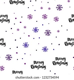 Dark Pink, Blue vector seamless background with xmas snowflakes. Shining colorful illustration with snow on abstract template. Pattern for design of window blinds, curtains.